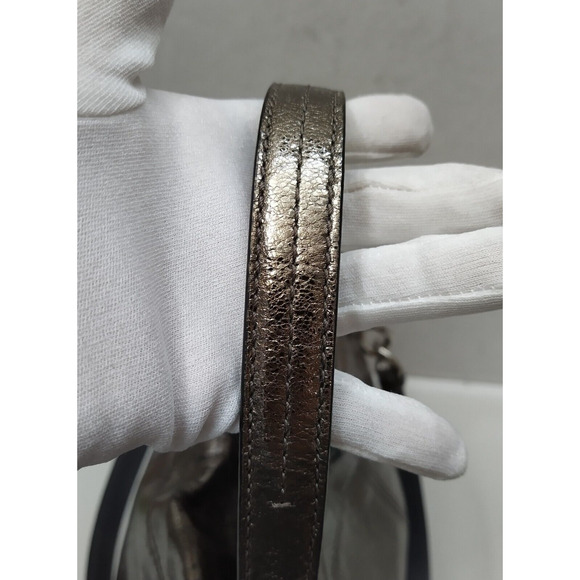 Coach Brooke Metallic Gray Leather Zipper Closure Hobo Shoulder Bag - Picture 6 of 16